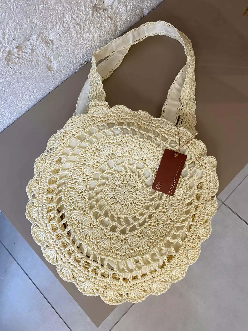 Bolsa de Palha Floral Off