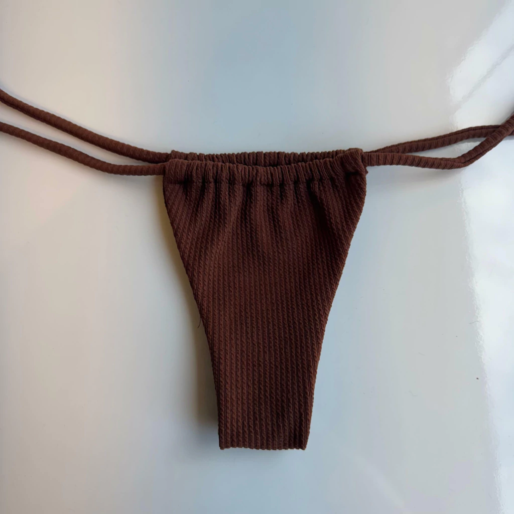 Calcinha Cortininha Texturizado Marrom