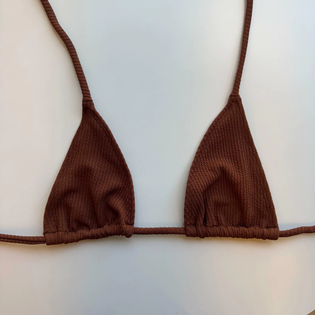 Top Cortininha Texturizado Marrom
