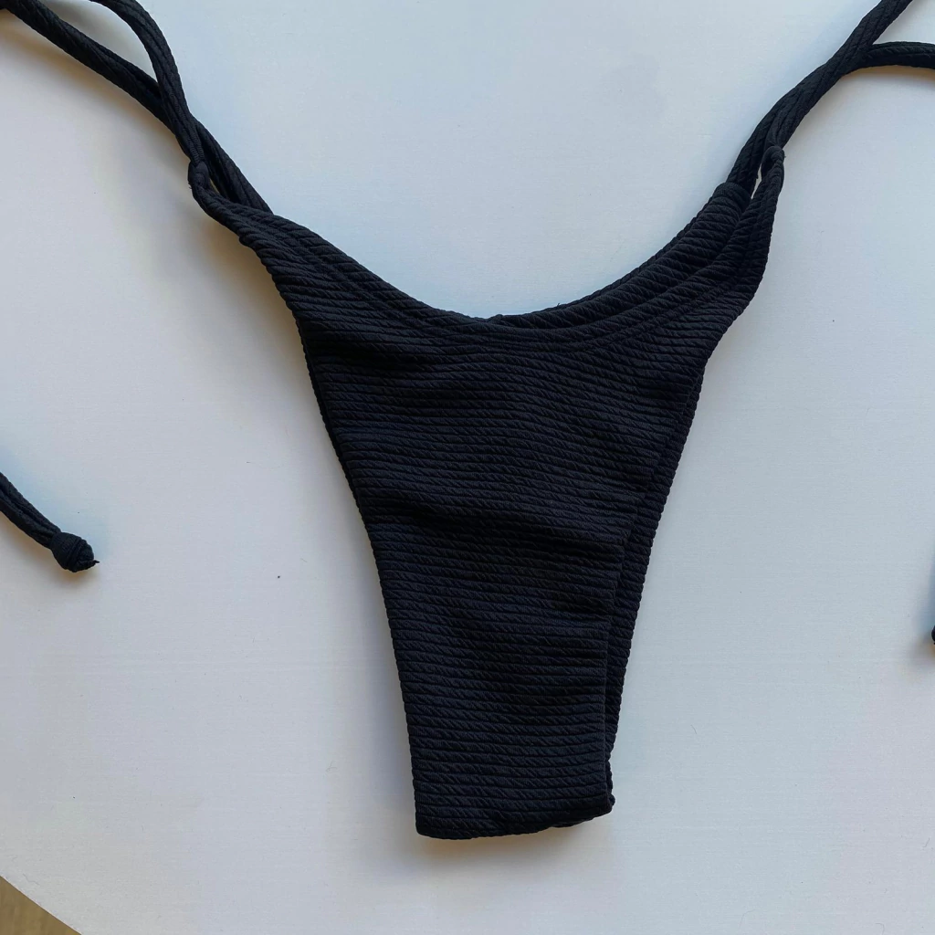 Calcinha Asa Laço Texturizado Preto