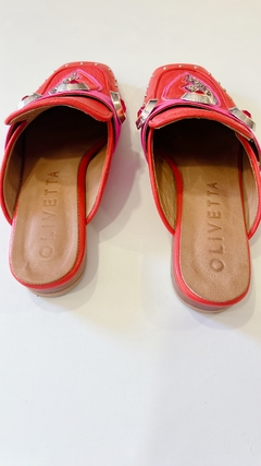 Art.9566 Mules Olivetta Cuero Rojo Nro37 pequeño - tienda online