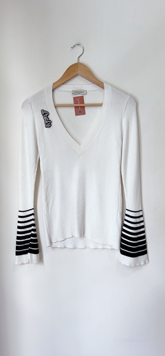 Art.8381 Sweater Jazmín Chebar Blanco/Negro T1