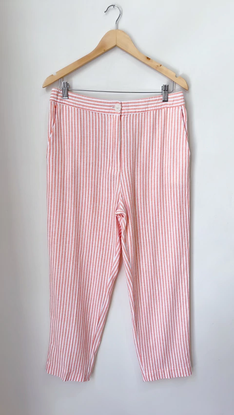 1796 Pantalón VER lino Salmón/Blanco T44 - comprar online