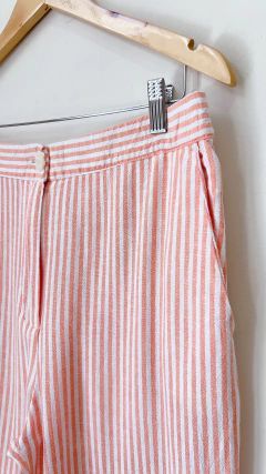 1796 Pantalón VER lino Salmón/Blanco T44 en internet