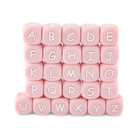 Letra 12 mm - R - SILICONA ROSA CUARZO