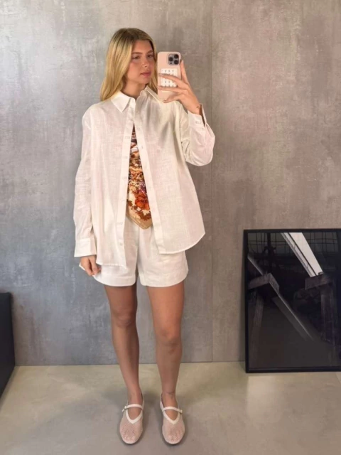 SHORTS RESORT VISCOLINHO OFF WHITE - comprar online