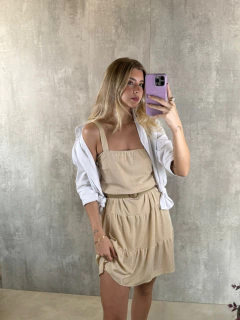 VESTIDO CURTO PLISSADO OURO LIGHT na internet