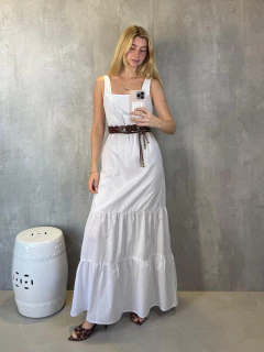 VESTIDO MIDI CAMADAS EM TRICOLINE BRANCO - comprar online