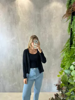 REGATA ALGODÃO CANELADA PRETA - Navy Store