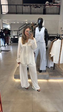 CALÇA PANTALONA RESORT VISCOSE OFF WHITE - loja online