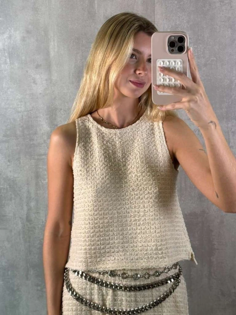 REGATA NADADOR EM MALHA TRICOT OFF WHITE - comprar online