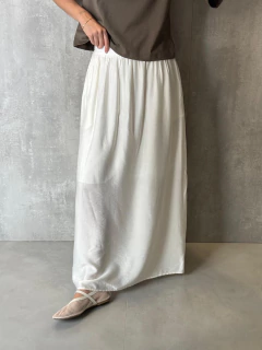 SAIA MIDI EVASÊ VISCOSE OFF WHITE - loja online