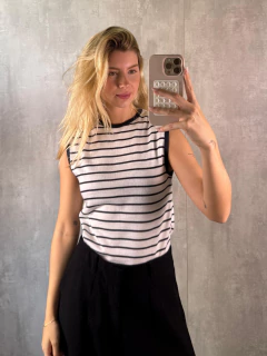 Imagem do TRICOT MUSCLE TEE LISTRADO NAVAL/BRANCO