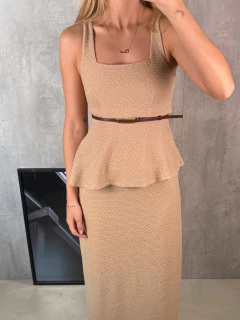 SAIA MIDI RETA EM MALHA TRICOT AREIA - loja online