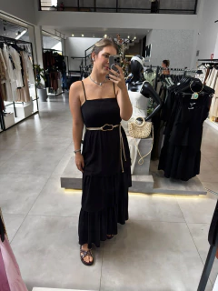 Imagem do VESTIDO ALCINHA BABADOS VISCOSE PRETO