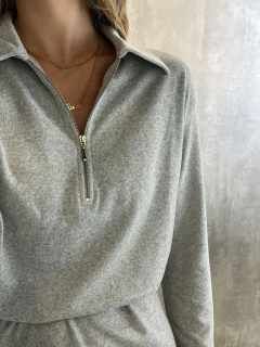 Imagem do VESTIDO LAZINHA MANGA LONGA COM ZIPER CINZA MESCLA
