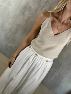 SAIA MIDI EVASE RAYON OFF WHITE - Navy Store