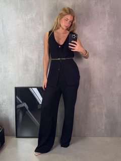 CALÇA RETA EM MALHA TRICOT FILATTI PRETA - comprar online