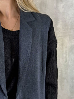 COLETE ALFAIATARIA ALONGADO MELANGE CHUMBO - Navy Store