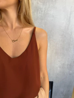 BLUSA ALCINHA CREPE BROWN CERAMIC na internet