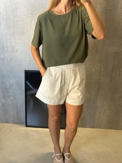 BLUSA MANGA CREPE DARK OLIVA - Navy Store