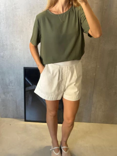 BLUSA MANGA CREPE DARK OLIVA - Navy Store