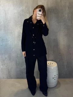 PARKA SARJADA BOTÕES PRETA - Navy Store