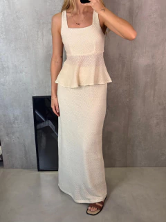 Imagem do SAIA MIDI RETA EM MALHA TRICOT NATURAL