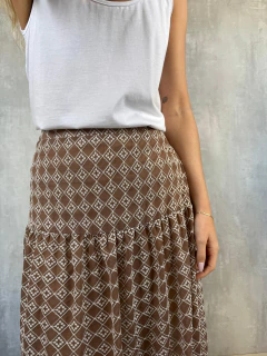 Imagem do SAIA LONGA CAMADA BORDADA NOUGAT