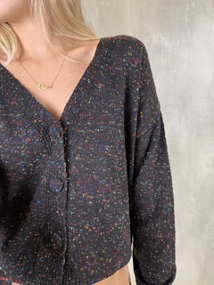 CARDIGAN TRICOT TWEED PRETO - loja online