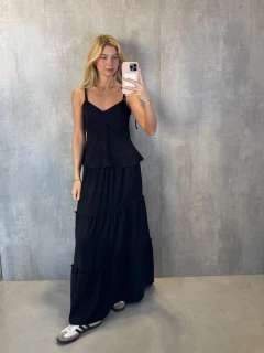 SAIA MIDI LASTEX CAMADAS PRETA - Navy Store