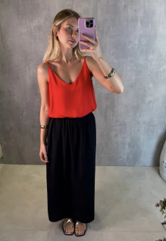 SAIA MIDI EVASE RAYON PRETA - loja online