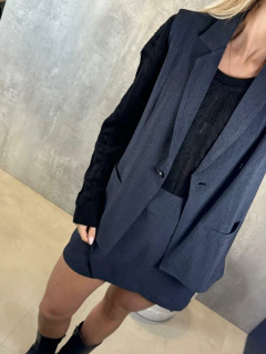 COLETE ALFAIATARIA ALONGADO MELANGE CHUMBO - loja online