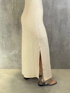 VESTIDO MIDI NADADOR EM MALHA TRICOT OFF WHITE