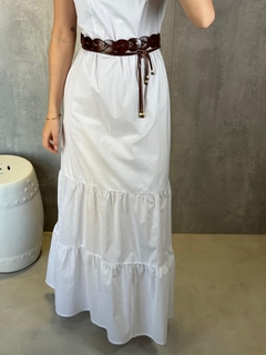 VESTIDO MIDI CAMADAS EM TRICOLINE BRANCO - loja online