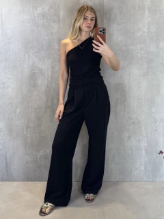 BLUSA OMBRO ÚNICO CREPE DE MALHA PRETA - comprar online