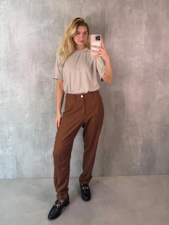 CALÇA ALFAIATARIA CENOURA LINHO BOTÕES NOGUEIRA - loja online