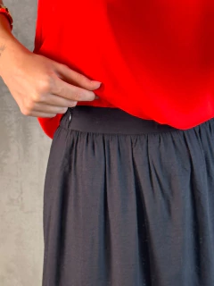 SAIA MIDI EVASE RAYON PRETA - Navy Store