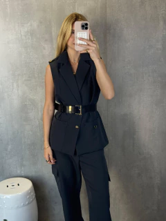 COLETE ALONGADO ALF CARGO BOTÃO DOURADO CHUMBO - loja online