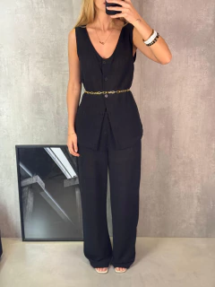 CALÇA RETA EM MALHA TRICOT FILATTI PRETA