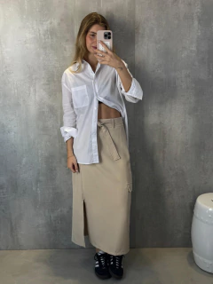 CAMISA AMPLA EM TRICOLINE ALGODÃO BRANCA. na internet