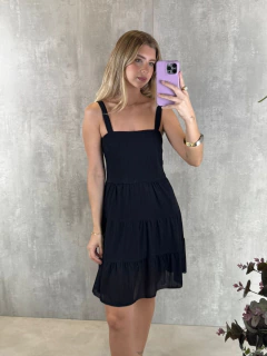 VESTIDO CURTO PLISSADO PRETO - Navy Store