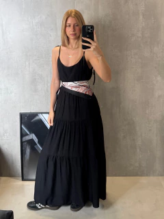 VESTIDO ALCINHA CAMADAS RAYON PRETO
