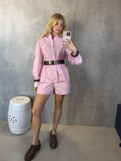 CAMISA MANGA BUFANTE TRICOLINE ROSA na internet