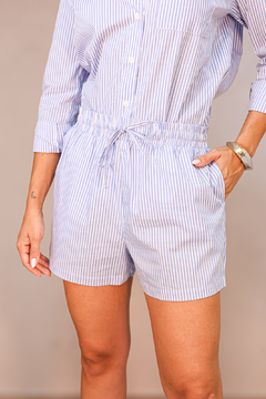 SHORTS SOLTINHO TRICOLINE LISTRADO AZUL MÉDIO - Navy Store
