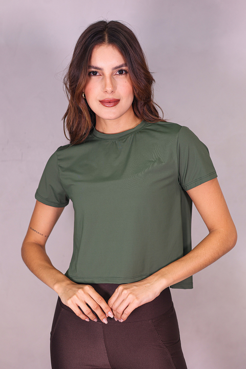 TSHIRT TECHNO CROPPED VERDE CROCO - comprar online