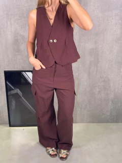 Imagem do COLETE ALFAIATARIA ASSIMETRICO CAFÉ