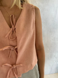 COLETE AMARRAÇÃO LAÇOS LIKE LINEN ROSA PÓ - comprar online