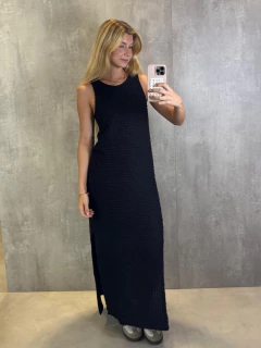 VESTIDO MIDI NADADOR EM MALHA TRICOT PRETO - comprar online
