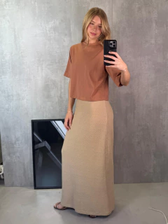 T-SHIRT BOXY ALGODÃO PRIME MOCHA MOUSSE